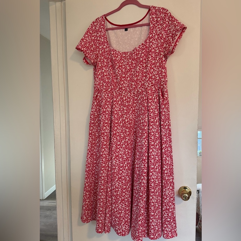 Torrid Red and White Floral Midi Dress